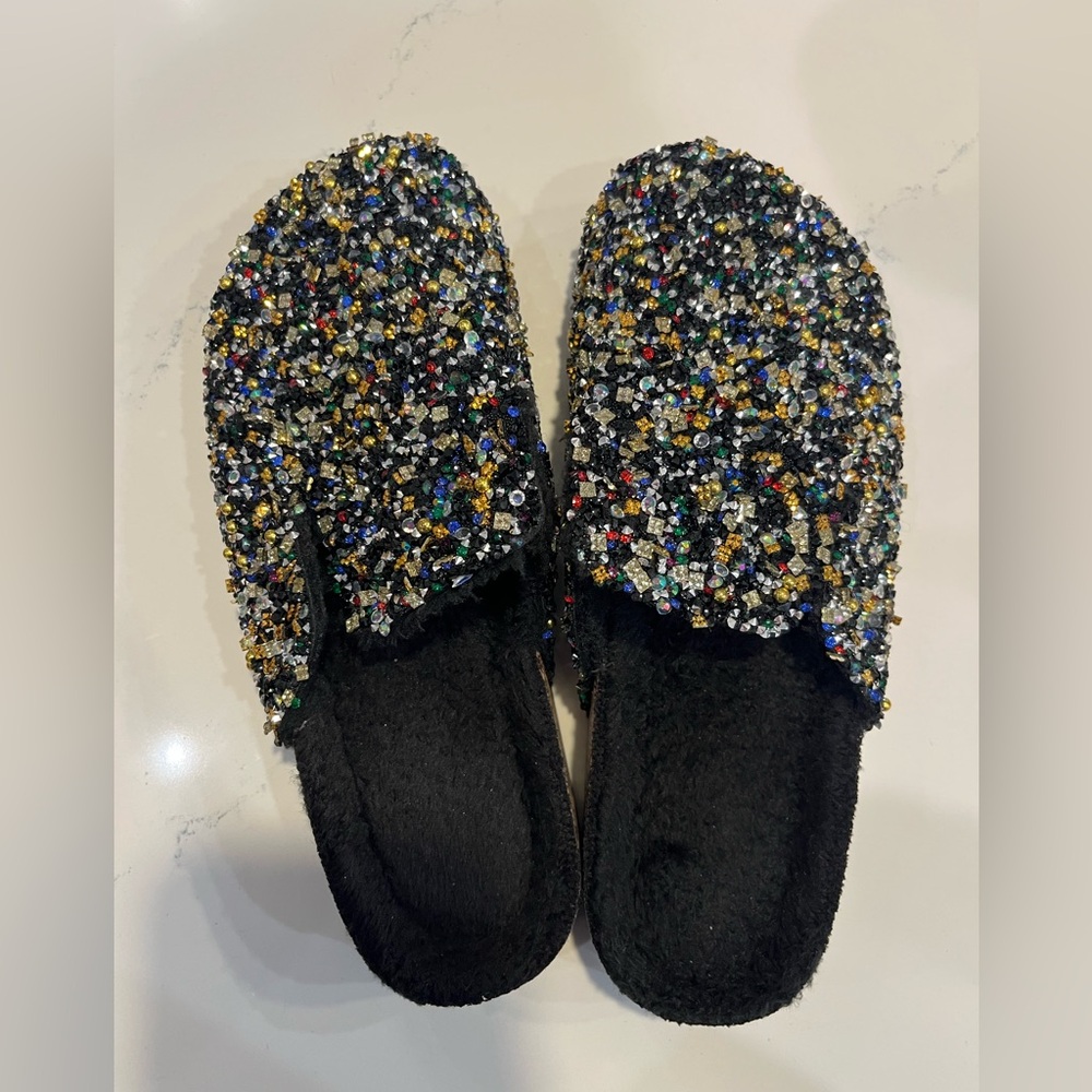 SHEIN Black Sequin Moccasins